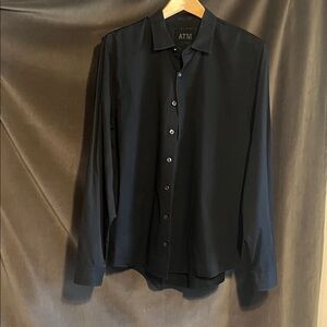 ATM Anthony Thomas Melillo Dark Black Men's Button Down Shirt